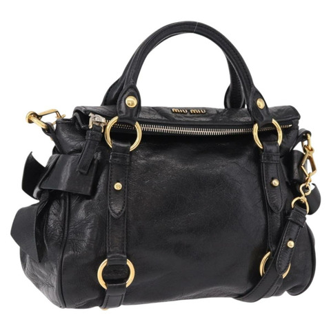 Miu Miu 手提包 皮革 兩用 黑色 金色 正品 yk20607SAM