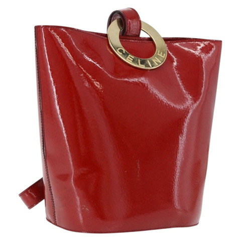 CELINE 漆皮紅金配色單肩背包 正品 BA14422A