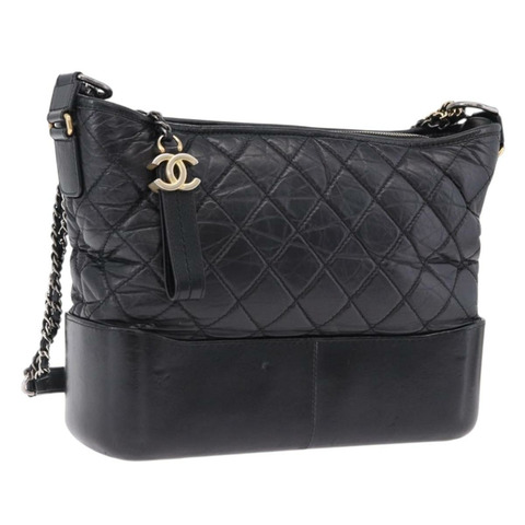 香奈兒 (CHANEL) 絎縫 Gabrielle Deux 羊皮黑色金色雙C標誌手提包，正品編號 ka5287V