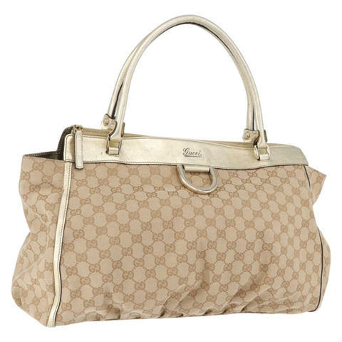 GUCCI GG帆布手提包 米色金色 190248 正品 ka5304A