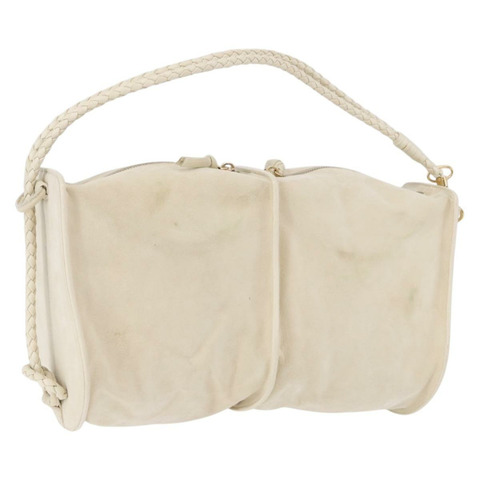BOTTEGA VENETA 象牙色金色麂皮單肩包 正品 ka5223A
