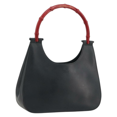 GUCCI 竹節手提包 皮革 黑色 001 3761 正品 ep15613A
