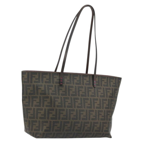 FENDI Zucca帆布手提包 PVC棕黑色 正品 hk3983A