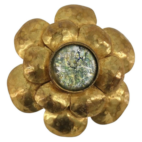 香奈兒復古山茶花胸針，金屬金色，CC標誌，正品編號bs36343V