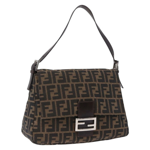 FENDI Zucca帆布Mamma Baguette單肩包 棕色銀色 正品 yk20680SAM