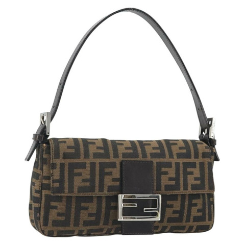 FENDI Zucca帆布Mamma Baguette單肩包 棕色銀色 正品 yk20686SAM