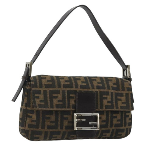 FENDI Zucca帆布Mamma Baguette單肩包 棕色銀色 正品 yk20687SAM