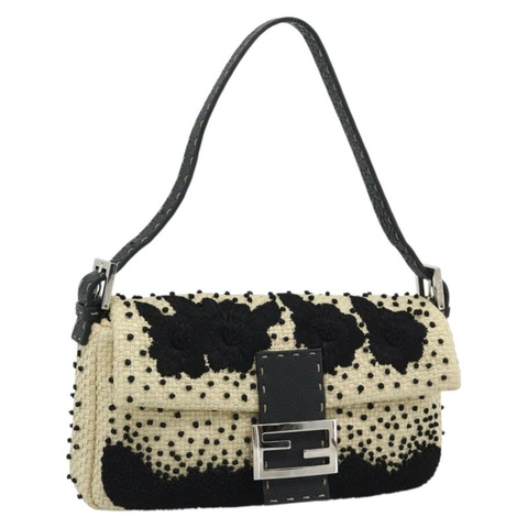FENDI Celleria 花卉刺繡草編媽媽包 8BR101 Auth yk20689SM