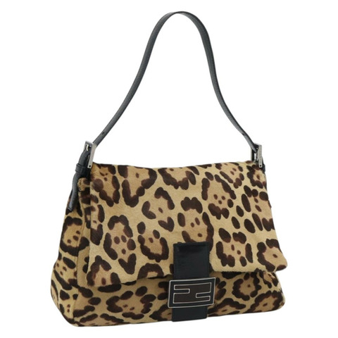 FENDI Mamma Baguette 肩背包 Harako 皮革 棕色 銀色 正品 yk20701SAM
