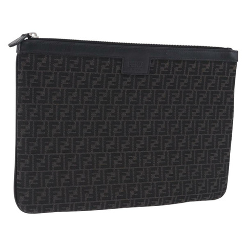 FENDI Zucchino 帆布手拿包 黑色 正品 ki6765V