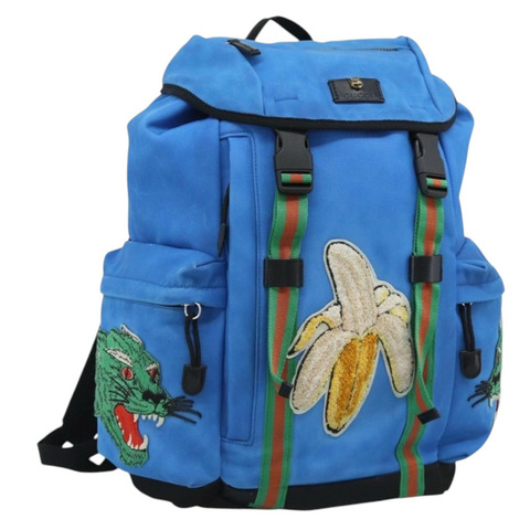 GUCCI帆布雙肩包 藍黑色 429037 正品 ka5328A