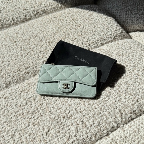 Chanel 湖水綠 零錢包 卡夾