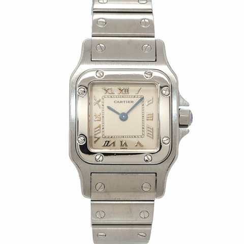卡地亞 Santos Galbee SM W20024D6 女士腕錶，象牙色，石英錶