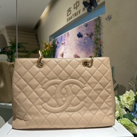 Chanel 香奈兒 單肩包 奶茶色gst15開