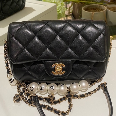 Chanel 香奈兒 珍珠鏈條大mini 29開