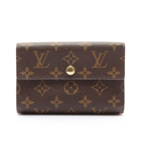Alexandra 扣式中夾 棕色 原花帆布【LOUIS VUITTON LV 路易威登】 M60047