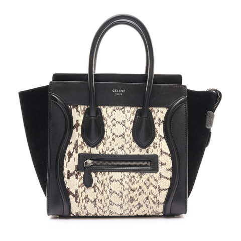 CELINE 賽琳 Micro Luggage 手提包 黑/白色 牛皮
