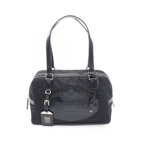 PRADA 黑色尼龍皮革肩背包，二手女款