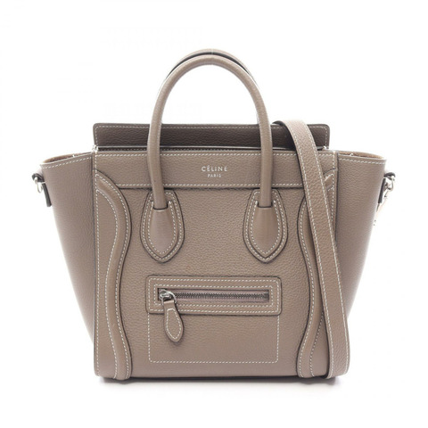 CELINE Luggage Nano Shopper 2WAY 單肩手提包 189243 皮革 灰色 二手