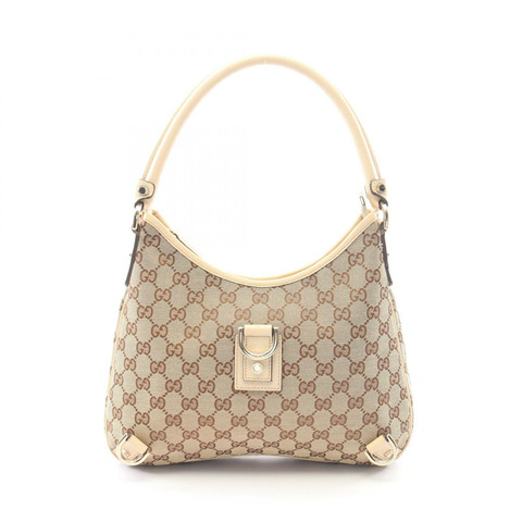GUCCI Abbey GG帆布單肩包 130738 帆布皮革 米色 二手 女士