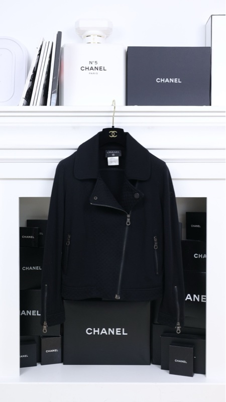 Chanel 10年黑色拉链机车夹克外套
