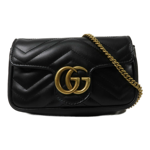 GUCCI 牛皮皮革GG Marmont Super Mini鏈帶肩背袋