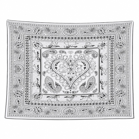 HERMES Cheval de Coeur Bandana愛心駿馬披肩 140 - 黑白