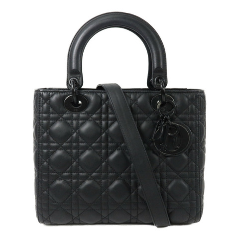 Dior 牛皮皮革Lady Dior Medium手挽肩背兩用袋