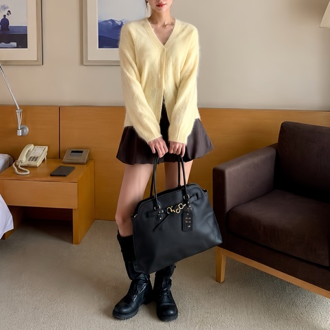 🖤 MIU MIU Aventure Nappa 黑金托特包