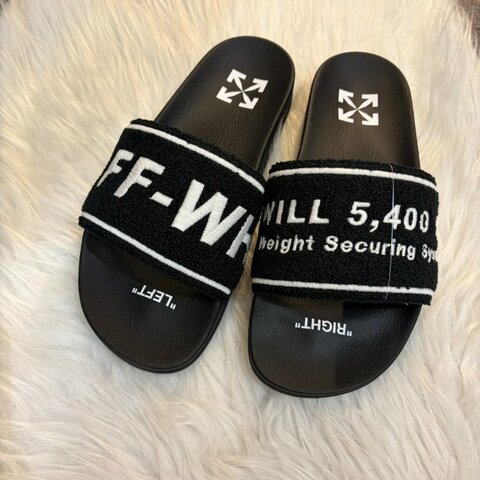 OFF WHITE 膠底字母拖鞋 黑色 40號