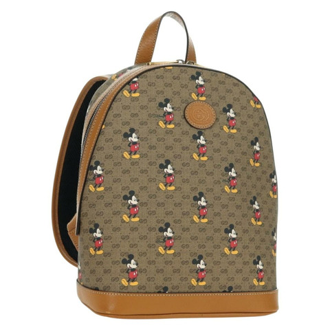GUCCI Micro GG Supreme Disney 雙肩包 PVC 米色 金色 552884 正品 179866SAM