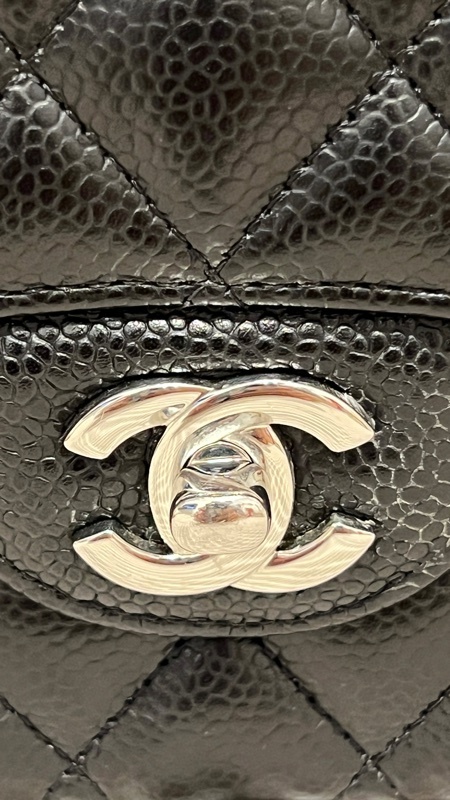 ✨CHANEL Classic Flap CF25 黑色荔枝皮 黑銀｜晶片款｜95新 大全配