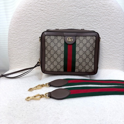 Gucci原花拚咖牛皮方形手提斜背包550622