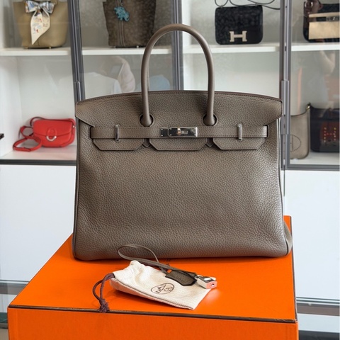 【震撼撿漏價👍🏻全網最低價💫】Hermes/愛馬仕 Birkin35 大象灰銀釦 四大金剛色 經典永不過時