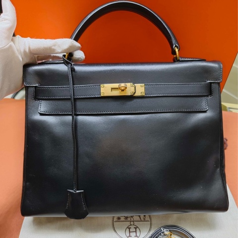 【震撼撿漏價👍🏻全網最低價💫】Hermes/愛馬仕 Kelly32 黑金釦box皮 經典永不過時