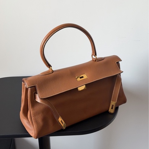 【震撼撿漏價👍🏻全網最低價💫】Hermes/愛馬仕 Kelly42 shoulder  金剛棕金釦 經典永不過時