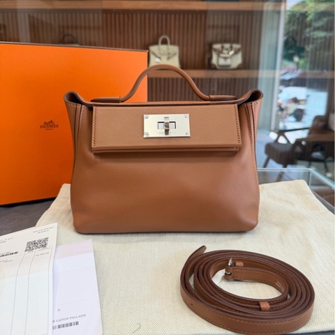 【大全套震撼撿漏價👍🏻全網最低價💫】Hermes/愛馬仕 2424 mini 金棕銀釦 近期流行大熱款
