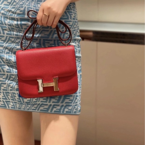 【震撼撿漏價👍🏻全網最低價💫】Hermes/愛馬仕 Constance 康斯坦斯 康康24  紅色金扣