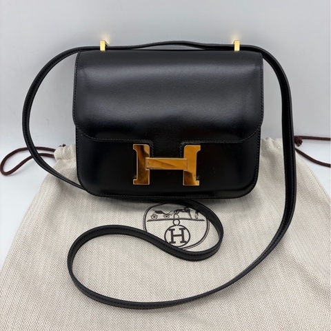 【震撼撿漏價👍🏻全網最低價💫】Hermes/愛馬仕 Constance 康斯坦斯 康康19  黑金經典款