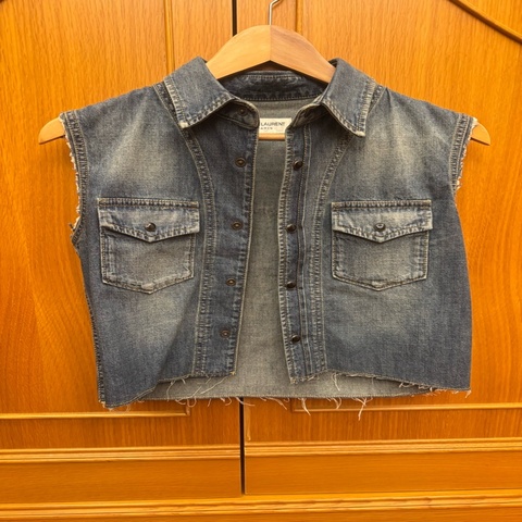 全新 YSL 牛仔背心 S