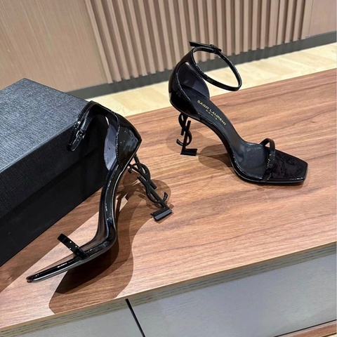 Ysl • 經典Opyum 全黑鱷魚壓紋So Balck高跟鞋