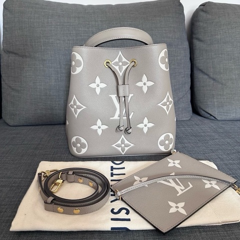 路易威登Louis Vuitton neonoe抽繩水桶包手提包單肩包斜挎包 大象灰