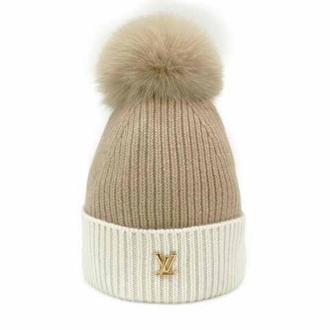 Louis Vuitton Cold Spark 山羊絨毛球毛帽 (M79396-米/奶白)