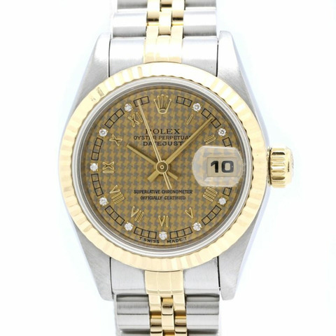 勞力士 Datejust 10P 鑲鑽千鳥格金 69173G 女士腕錶 40548