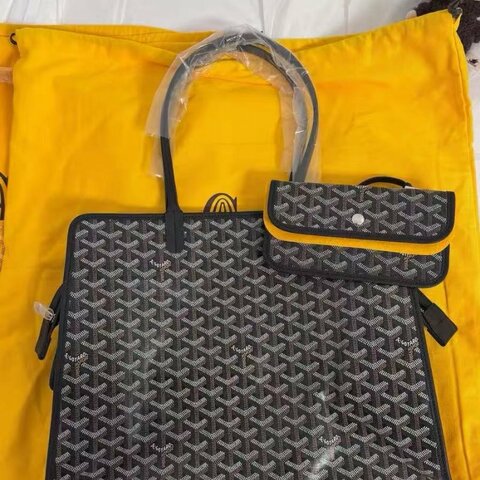 GOYARD hardy黑色Y字滿印子母手提單肩購物袋 40*30*17配件塵袋