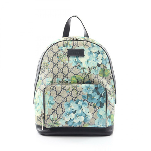 GUCCI GG Blooms 雙肩包 546327 帆布皮革 米色 海軍藍 二手