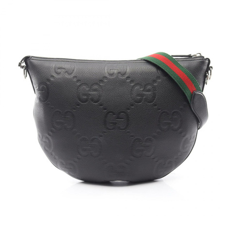 GUCCI Jumbo GG B Sherry Line 單肩斜背包 801887 黑色皮革 二手
