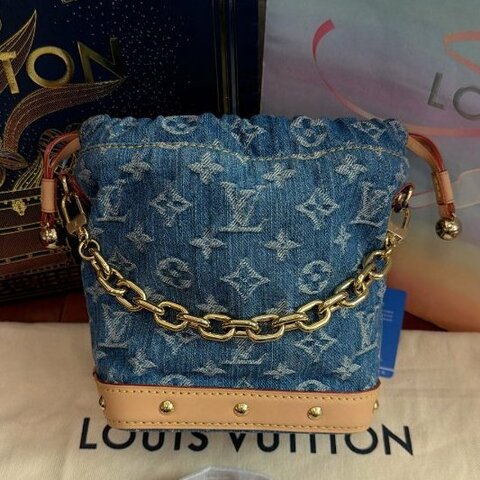 近全新 路易威登/Louis Vuitton 丹寧牛仔nano小水桶 芯片款