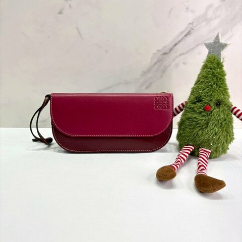 LOEWE Gate Continental桃深紅長夾