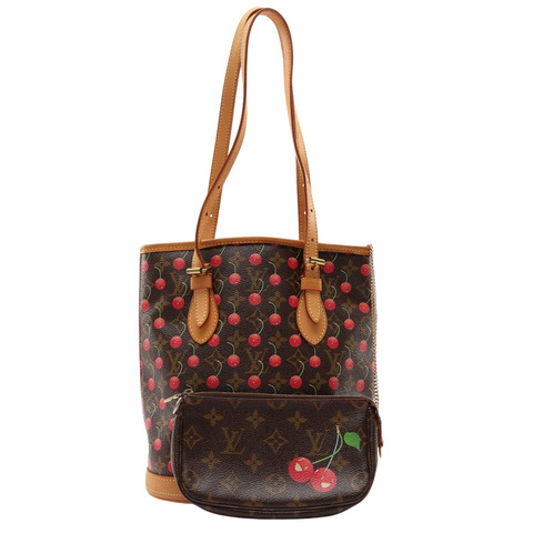LOUIS VUITTON LV 路易威登 Cerises Bucket PM 村上隆 櫻桃水桶包 肩背包 原花帆布 M95012